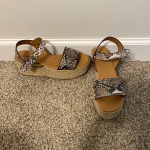 Snake skin platform espadrilles
